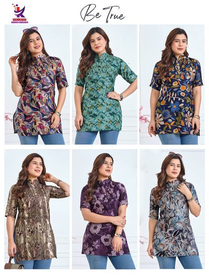 Be True Mlm Kalash Lifestyle Foil Short Kurtis Supplier