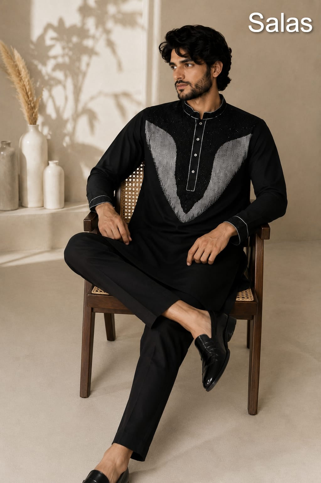 Beads Work 1209 Salas Premium Lachka Mens Kurta Pajama Manufacturer Gujarat
