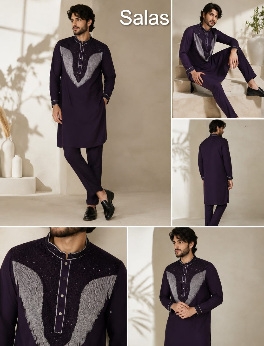 Beads Work 1209 Salas Premium Lachka Mens Kurta Pajama Manufacturer Gujarat