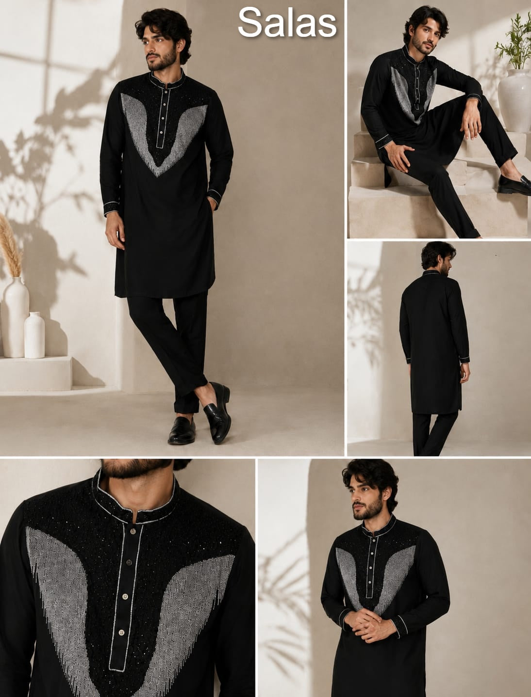 Beads Work 1209 Salas Premium Lachka Mens Kurta Pajama Manufacturer Gujarat