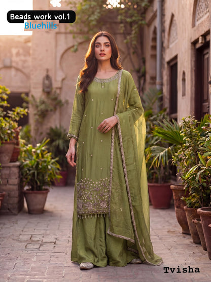 Beads Work Vol 1 Bluehills Crush Readymade Plazzo Style Suits Wholesale Rate
