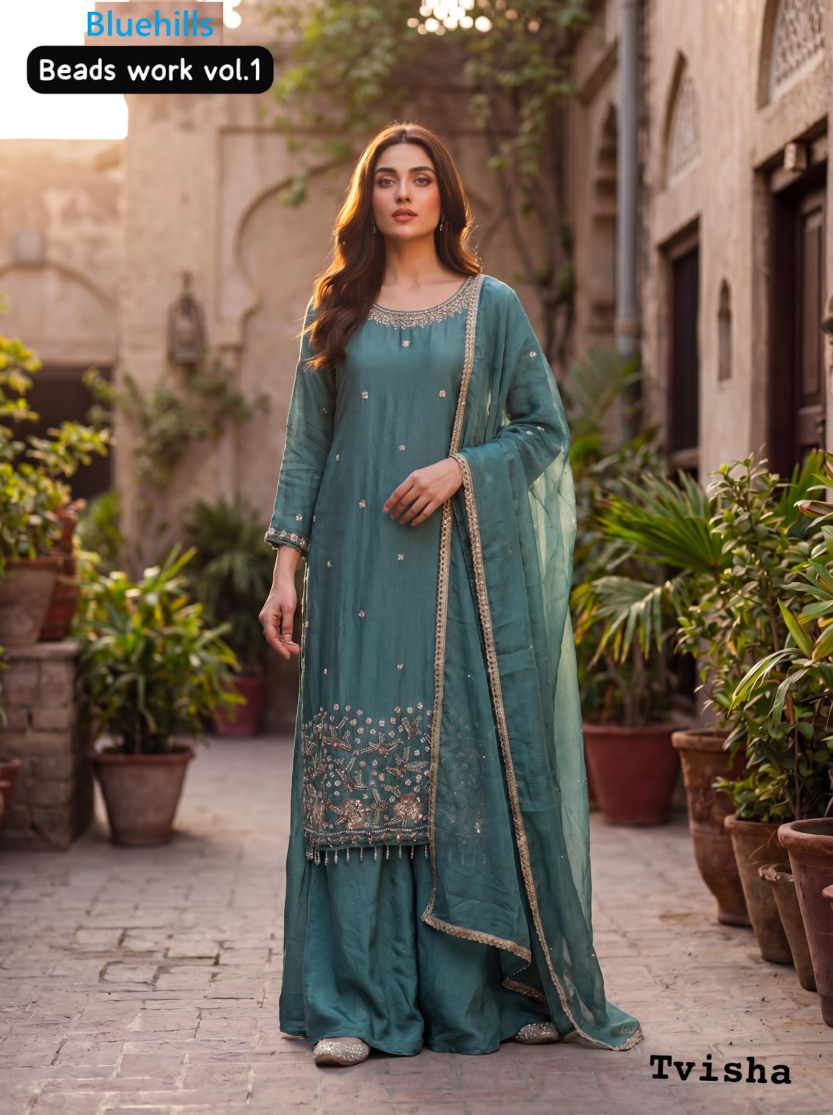 Beads Work Vol 1 Bluehills Crush Readymade Plazzo Style Suits Wholesale Rate