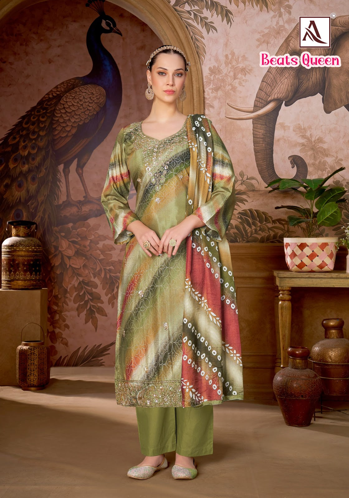 Beats Queen Alok Viscose Muslin Karachi Salwar Suits Supplier India