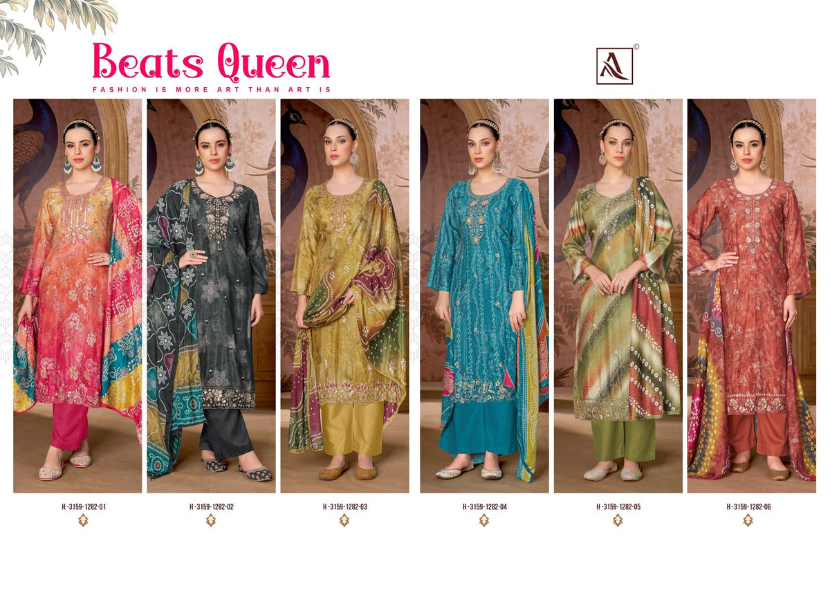 Beats Queen Alok Viscose Muslin Karachi Salwar Suits Supplier India