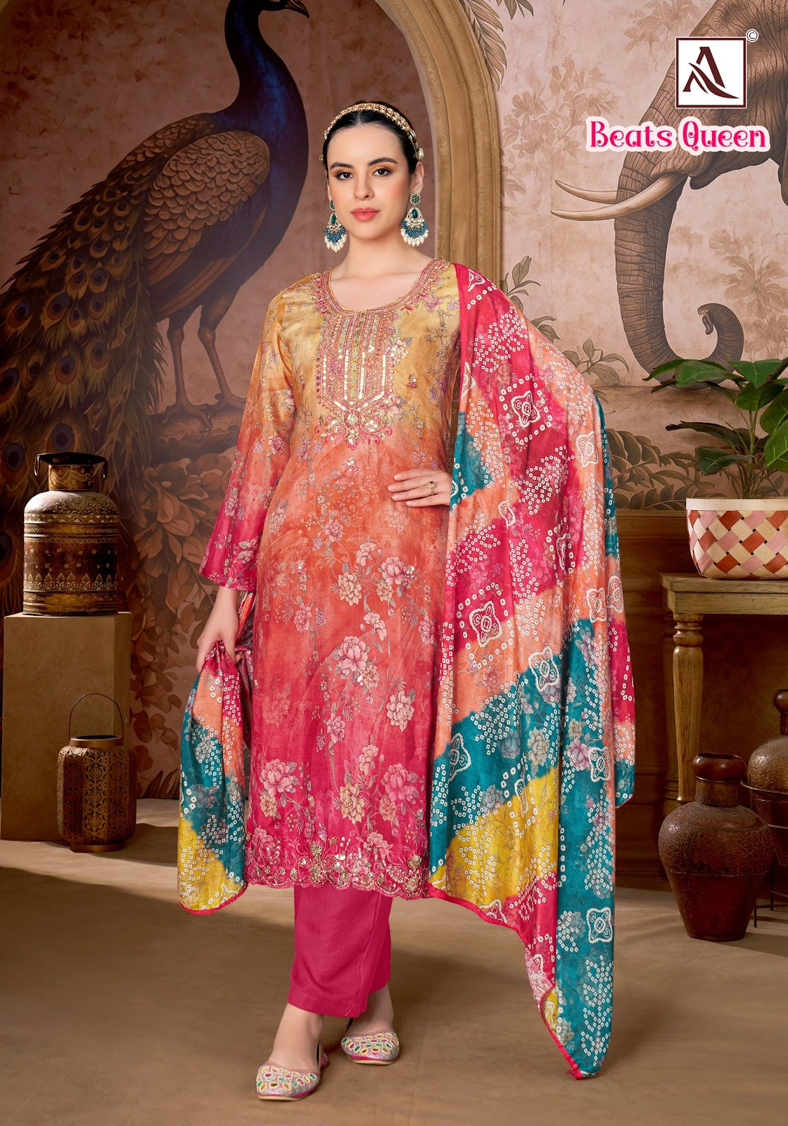 Beats Queen Alok Viscose Muslin Karachi Salwar Suits Supplier India