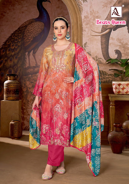 Beats Queen Alok Viscose Muslin Karachi Salwar Suits Supplier India