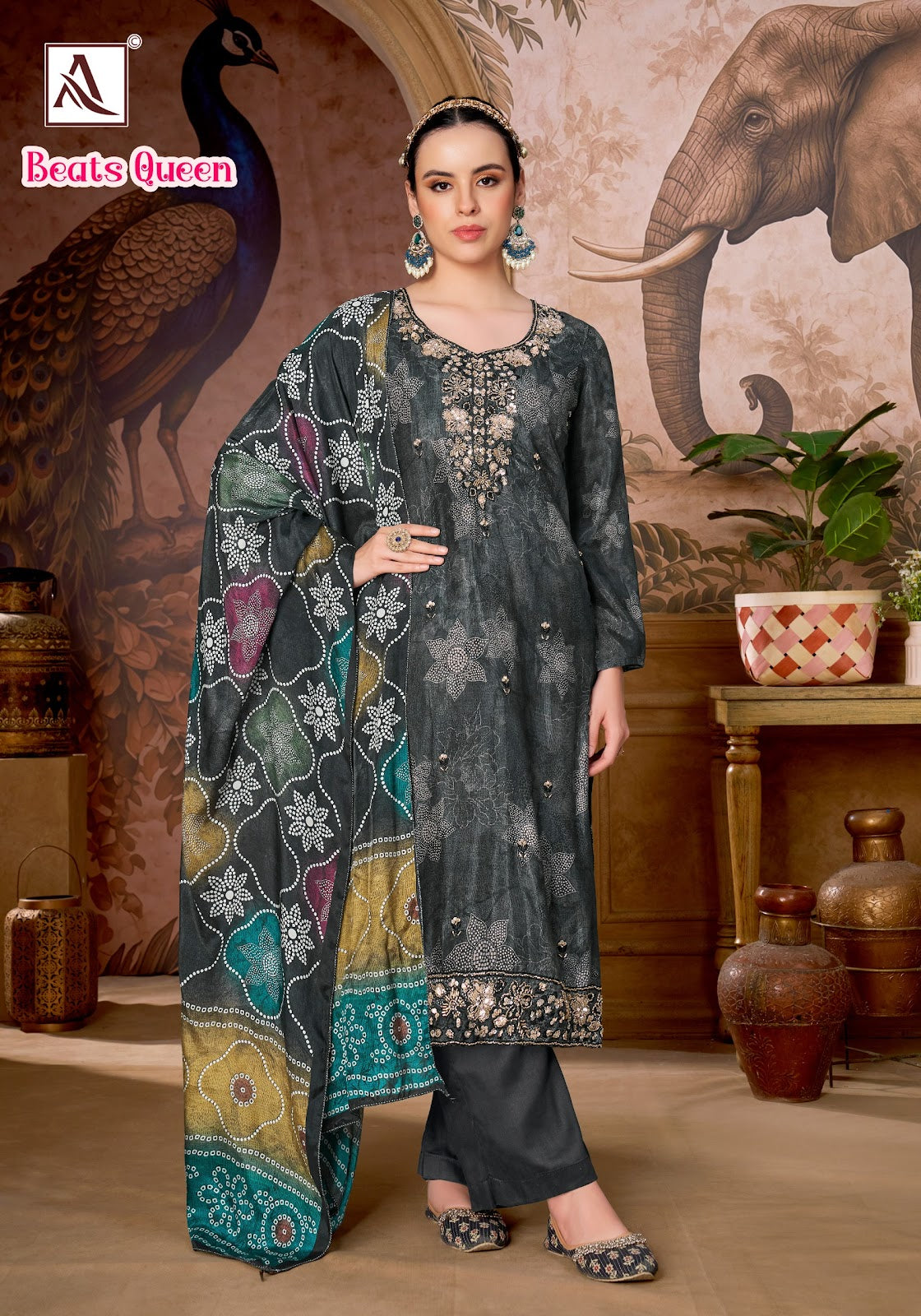 Beats Queen Alok Viscose Muslin Karachi Salwar Suits Supplier India