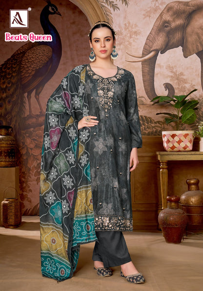 Beats Queen Alok Viscose Muslin Karachi Salwar Suits Supplier India