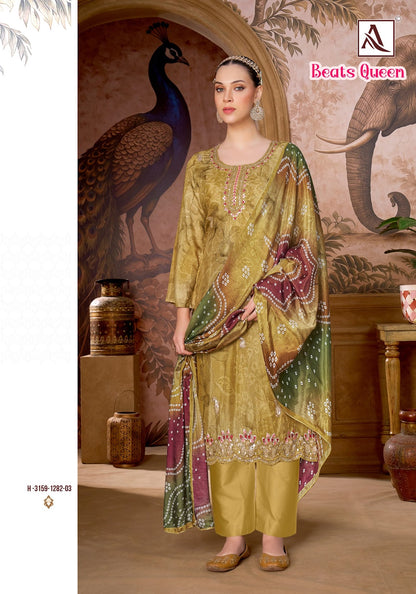 Beats Queen Alok Viscose Muslin Karachi Salwar Suits Supplier India
