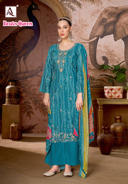 Beats Queen Alok Viscose Muslin Karachi Salwar Suits Supplier India