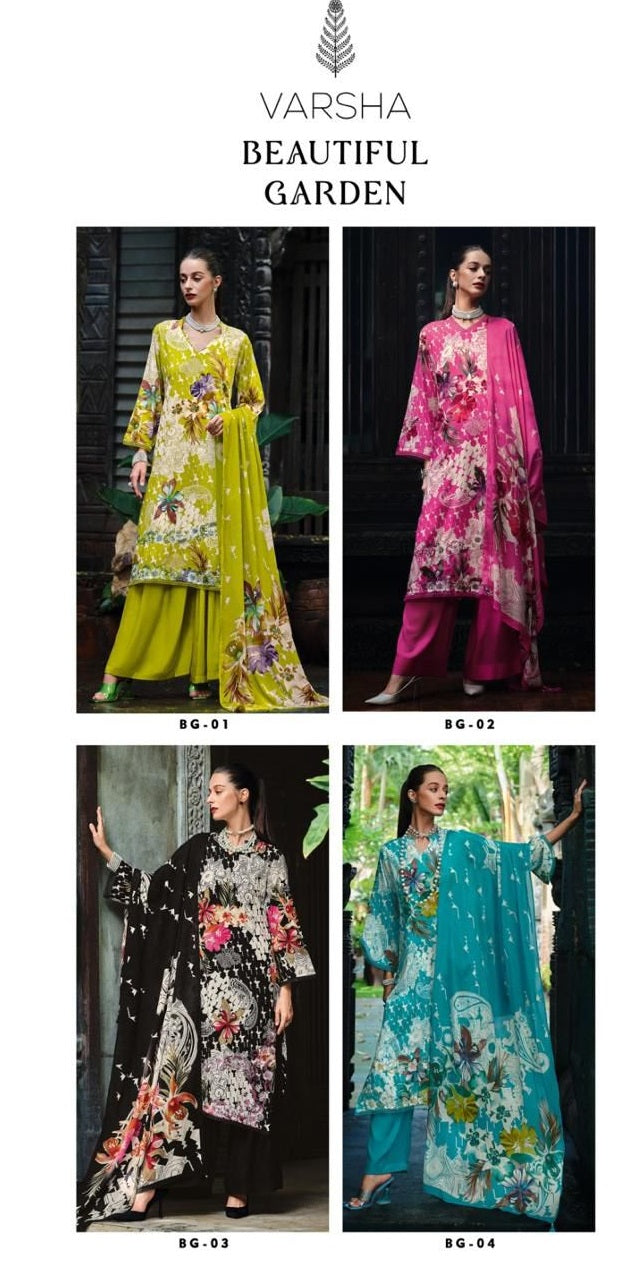 Beautiful Garden Varsha Fashions Lawn Plazzo Style Suits Manufacturer Gujarat