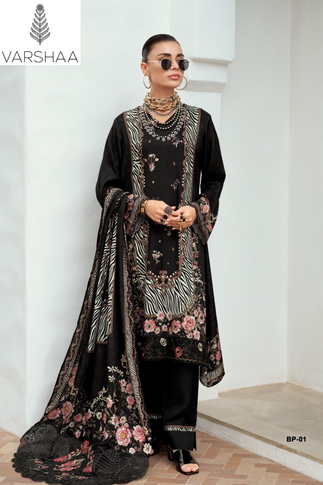 Beautiful People Varshaa Viscose Muslin Pakistani Patch Work Suits Exporter Gujarat