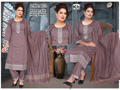 Beauty Kh Roman Silk Readymade Pant Style Suits Manufacturer