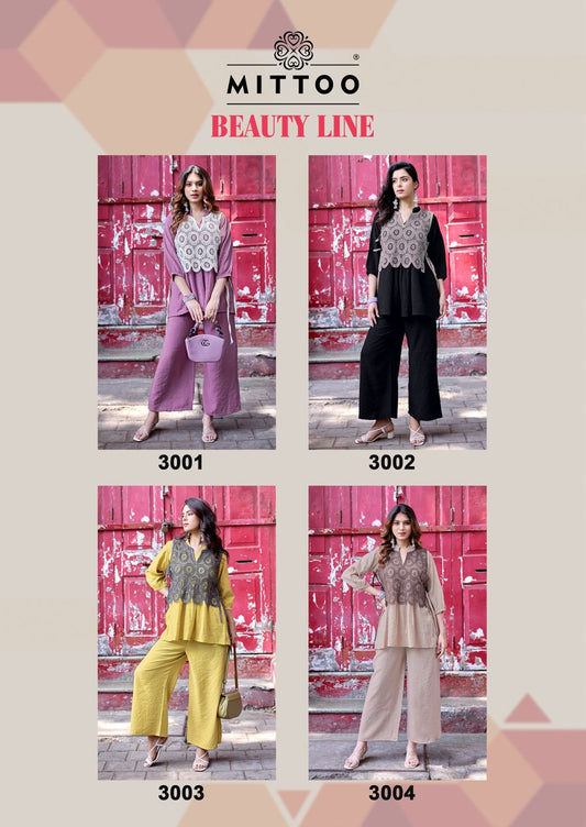 Beauty Line Mittoo Viscose Weaving Co Ord Set Wholesale Price