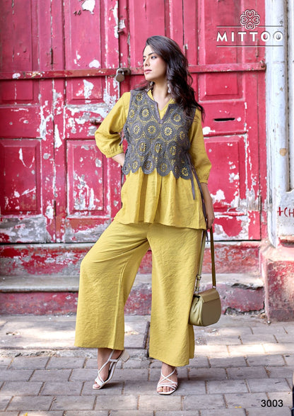 Beauty Line Mittoo Viscose Weaving Co Ord Set Wholesale Price