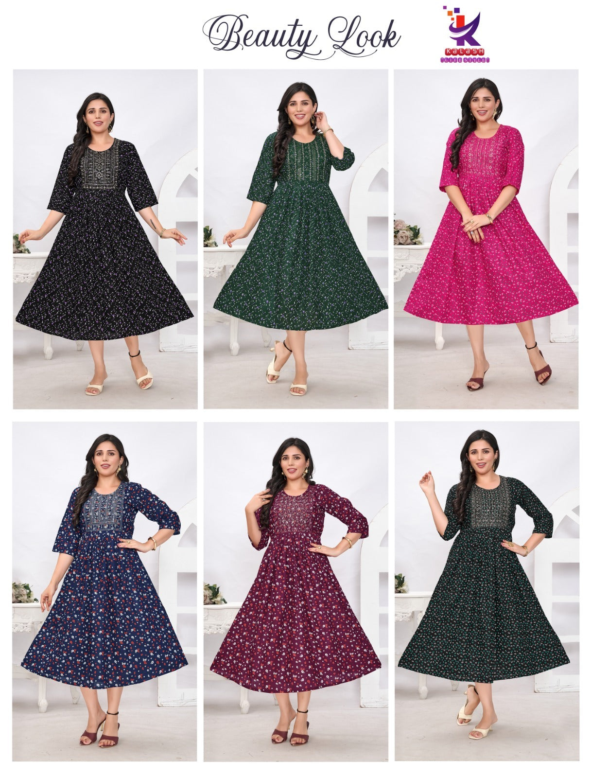 Beauty Look Mlm Kalash Lifestyle Rayon 14Kg Anarkali Kurtis Wholesale
