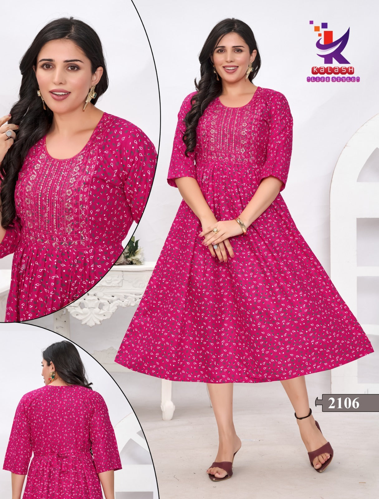 Beauty Look Mlm Kalash Lifestyle Rayon 14Kg Anarkali Kurtis Wholesale