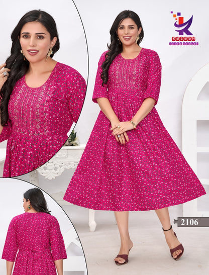 Beauty Look Mlm Kalash Lifestyle Rayon 14Kg Anarkali Kurtis Wholesale