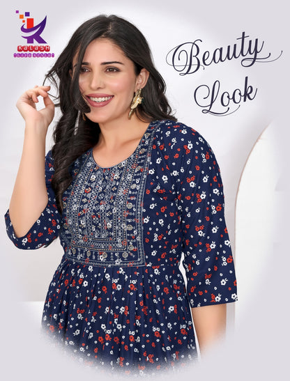 Beauty Look Mlm Kalash Lifestyle Rayon 14Kg Anarkali Kurtis Wholesale