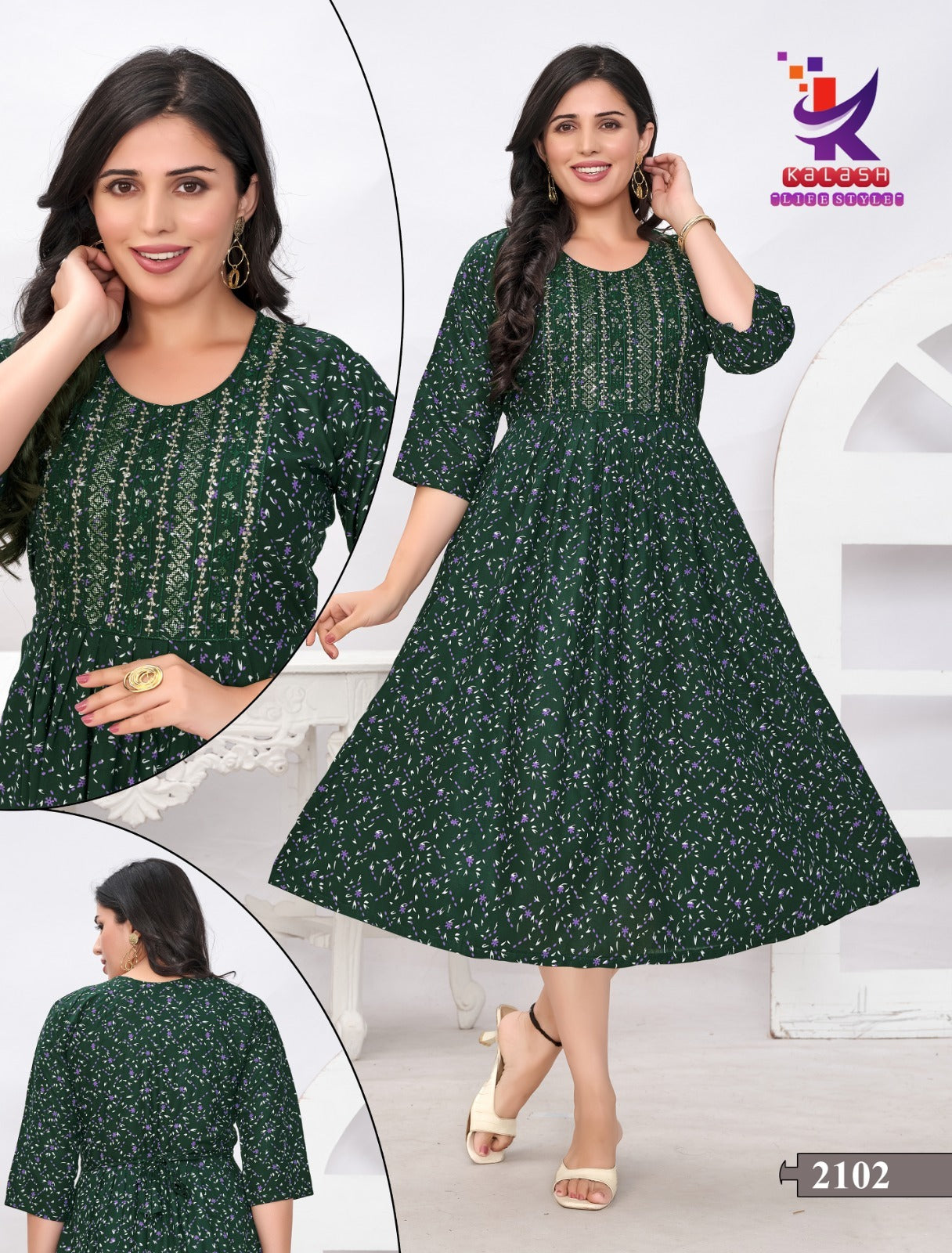 Beauty Look Mlm Kalash Lifestyle Rayon 14Kg Anarkali Kurtis Wholesale