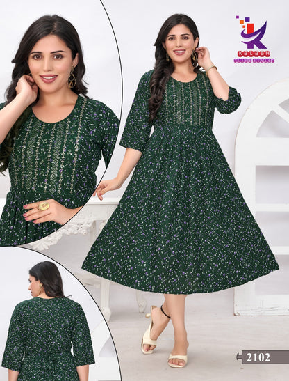 Beauty Look Mlm Kalash Lifestyle Rayon 14Kg Anarkali Kurtis Wholesale