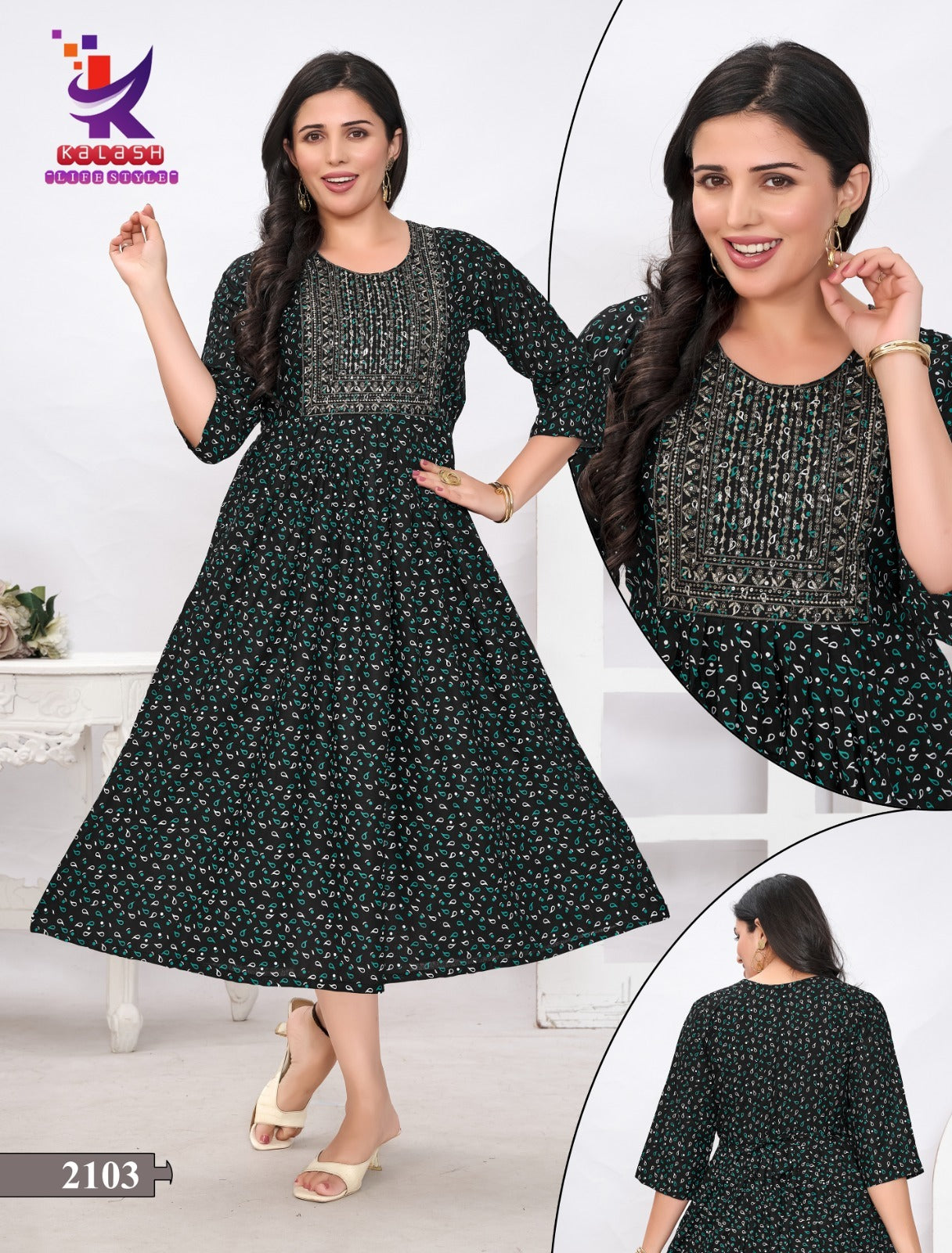 Beauty Look Mlm Kalash Lifestyle Rayon 14Kg Anarkali Kurtis Wholesale