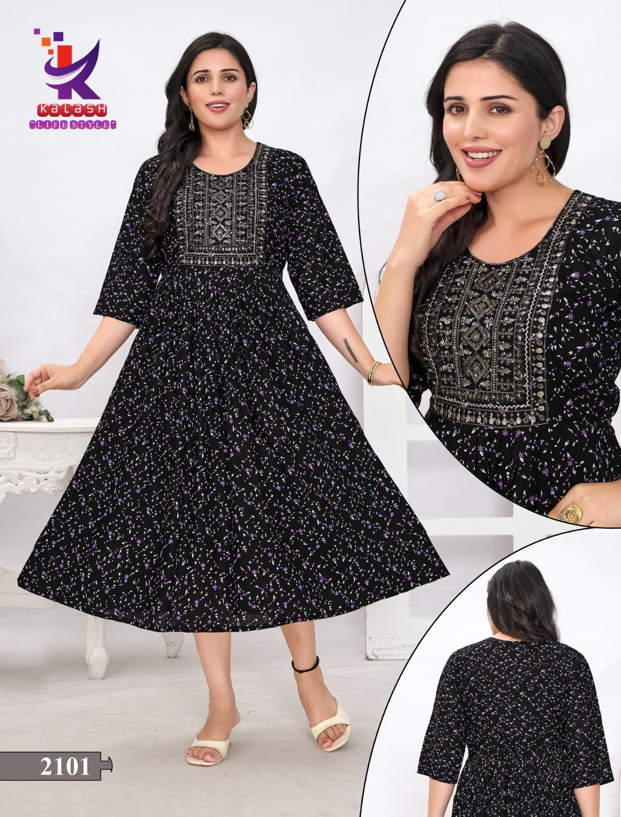 Beauty Look Mlm Kalash Lifestyle Rayon 14Kg Anarkali Kurtis Wholesale
