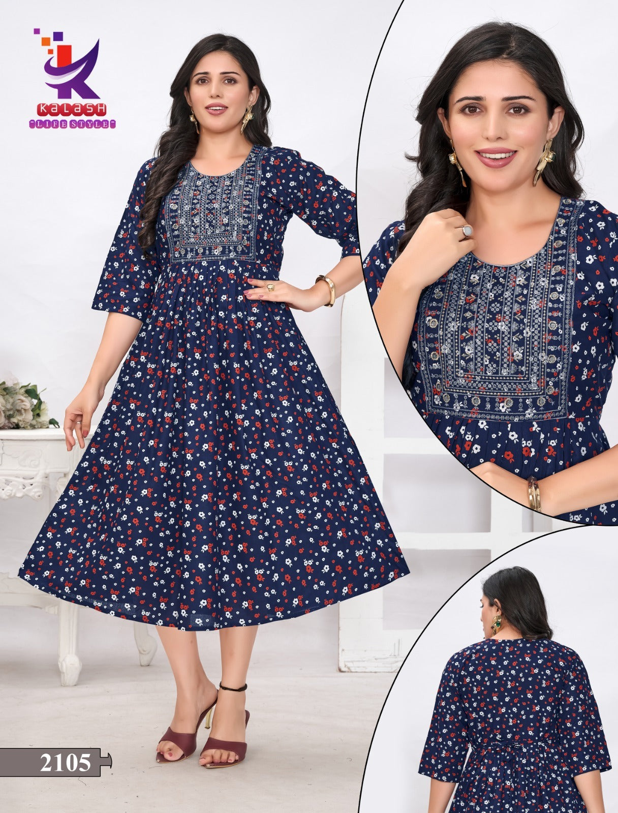 Beauty Look Mlm Kalash Lifestyle Rayon 14Kg Anarkali Kurtis Wholesale