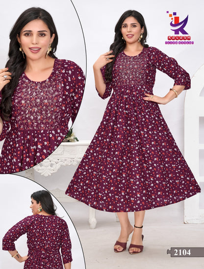 Beauty Look Mlm Kalash Lifestyle Rayon 14Kg Anarkali Kurtis Wholesale