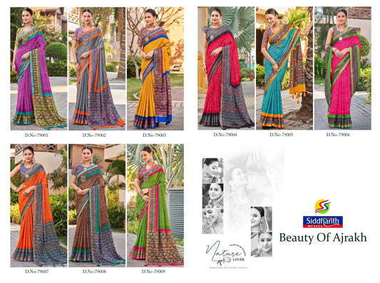 Beauty Of Ajrakh Siddhanth Mal Cotton Sarees Wholesale Price