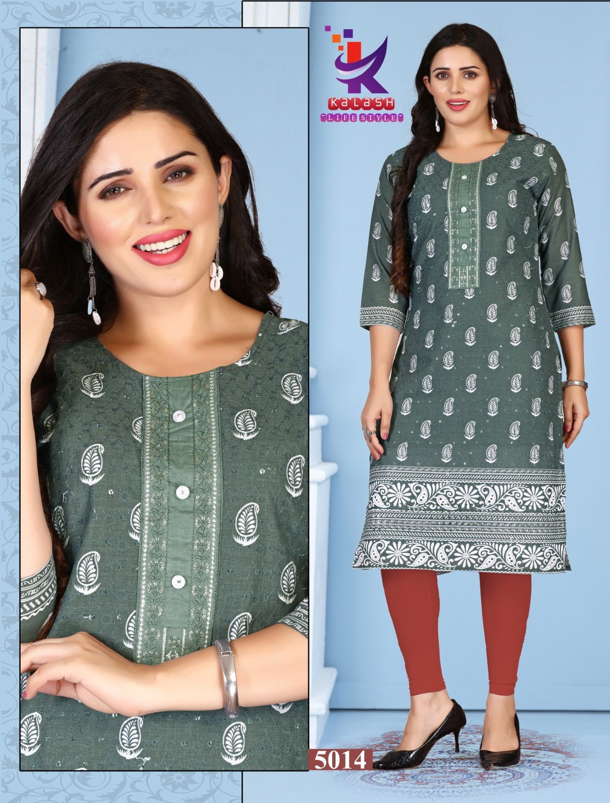 Beauty Of Her Mlm Kalash Lifestyle Rayon Long Straight Kurti Manufacturer Gujarat