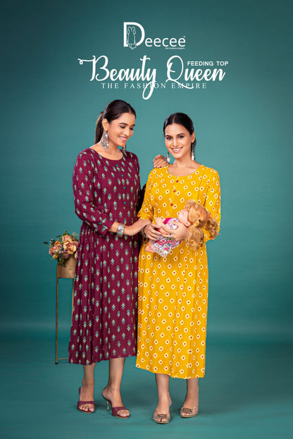 Beauty Queen Deecee Rayon Feeding Kurtis Supplier