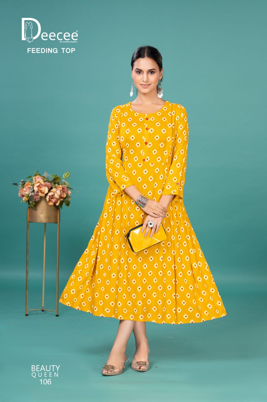 Beauty Queen Deecee Rayon Feeding Kurtis Supplier