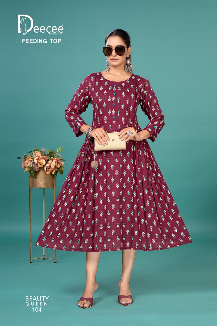 Beauty Queen Deecee Rayon Feeding Kurtis Supplier
