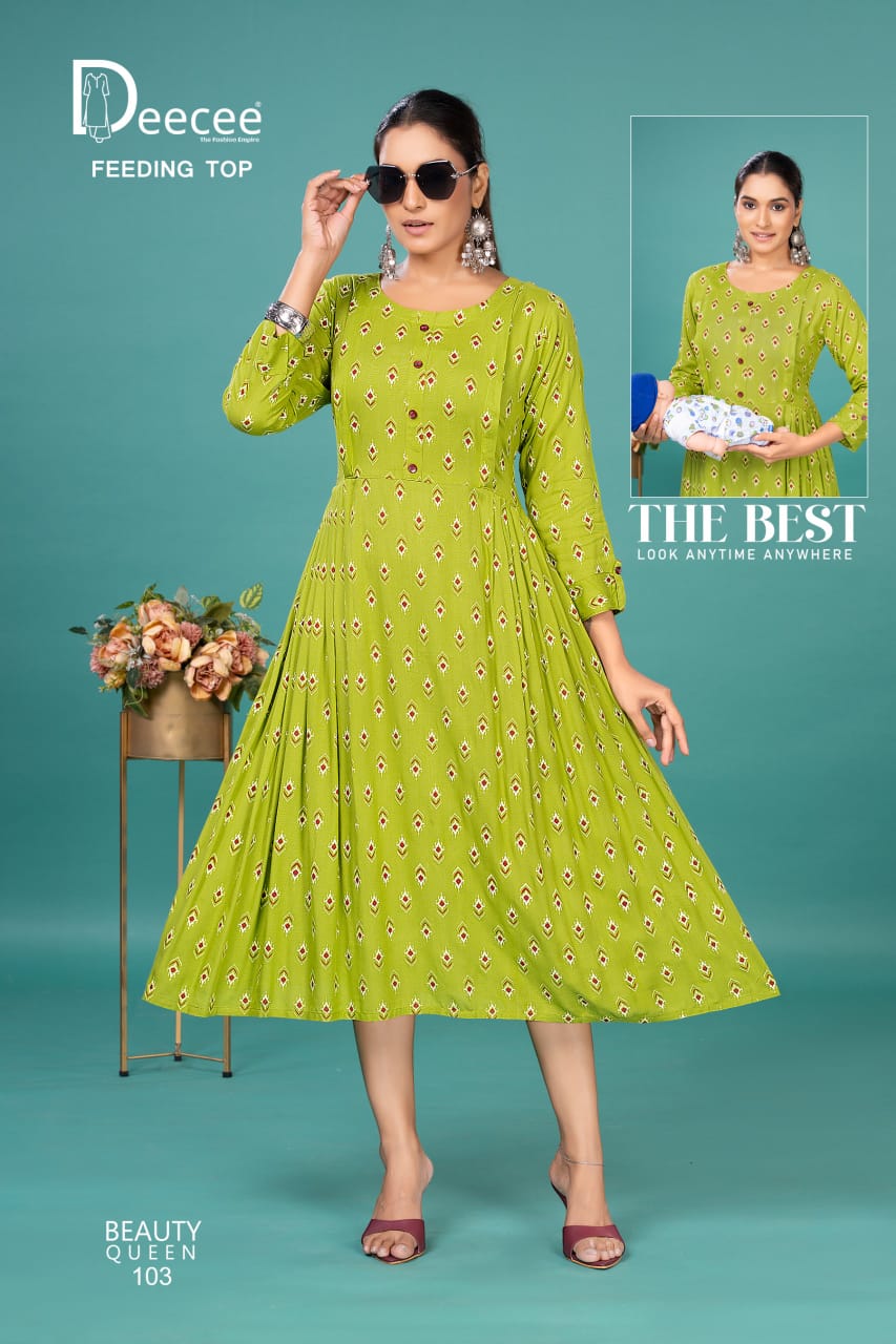 Beauty Queen Deecee Rayon Feeding Kurtis Supplier