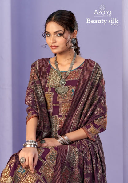 Beauty Silk Vol 3 Radhika Fashion Azara Muslin Karachi Salwar Suits Manufacturer Ahmedabad