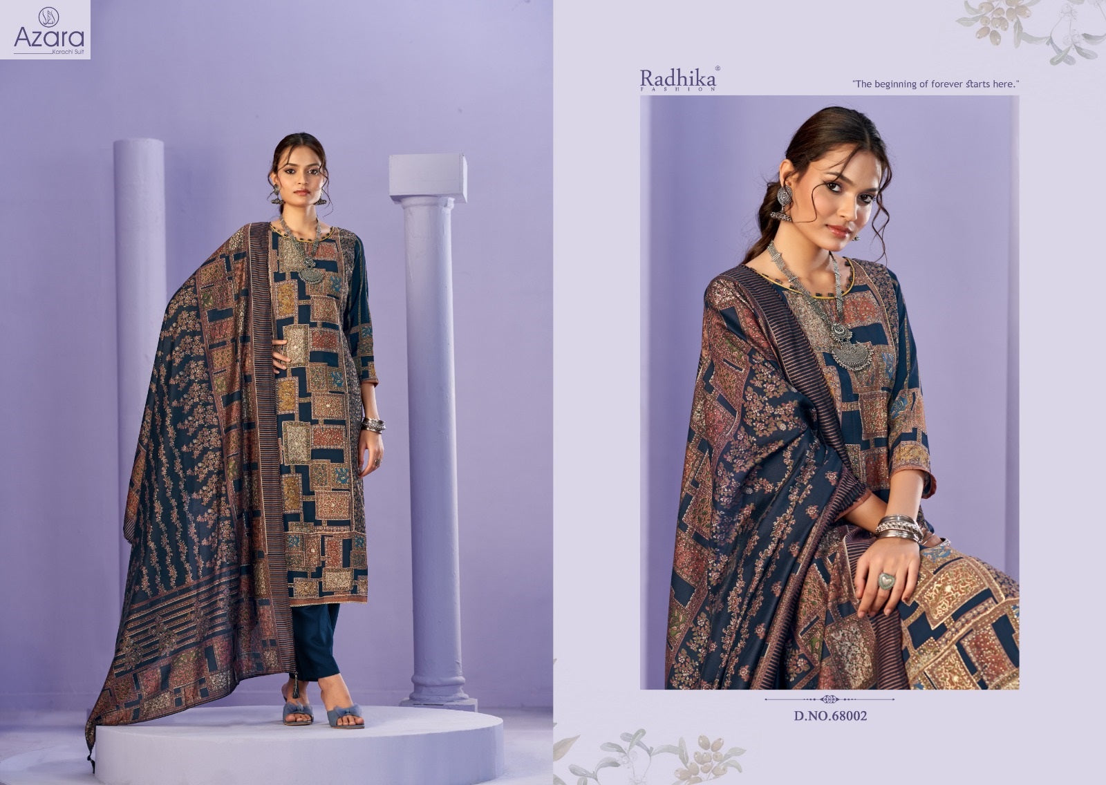 Beauty Silk Vol 3 Radhika Fashion Azara Muslin Karachi Salwar Suits Manufacturer Ahmedabad