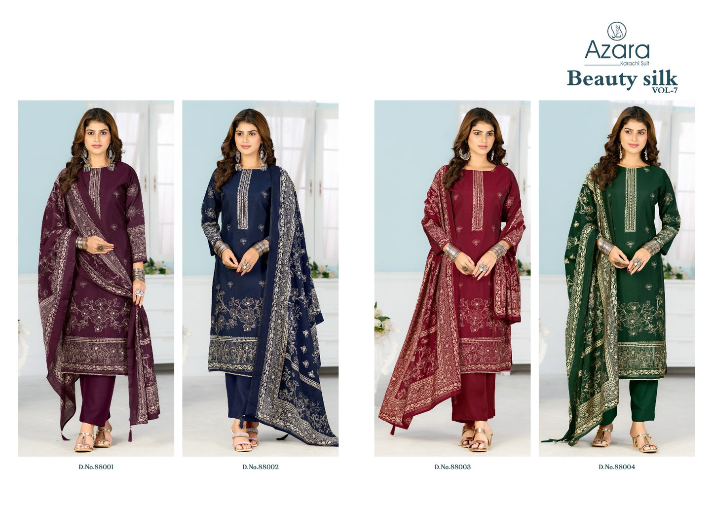 Beauty Silk Vol 7 Radhika Fashion Azara Muslin Karachi Salwar Suits Supplier