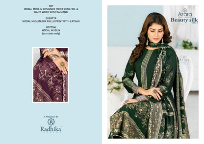Beauty Silk Vol 7 Radhika Fashion Azara Muslin Karachi Salwar Suits Supplier