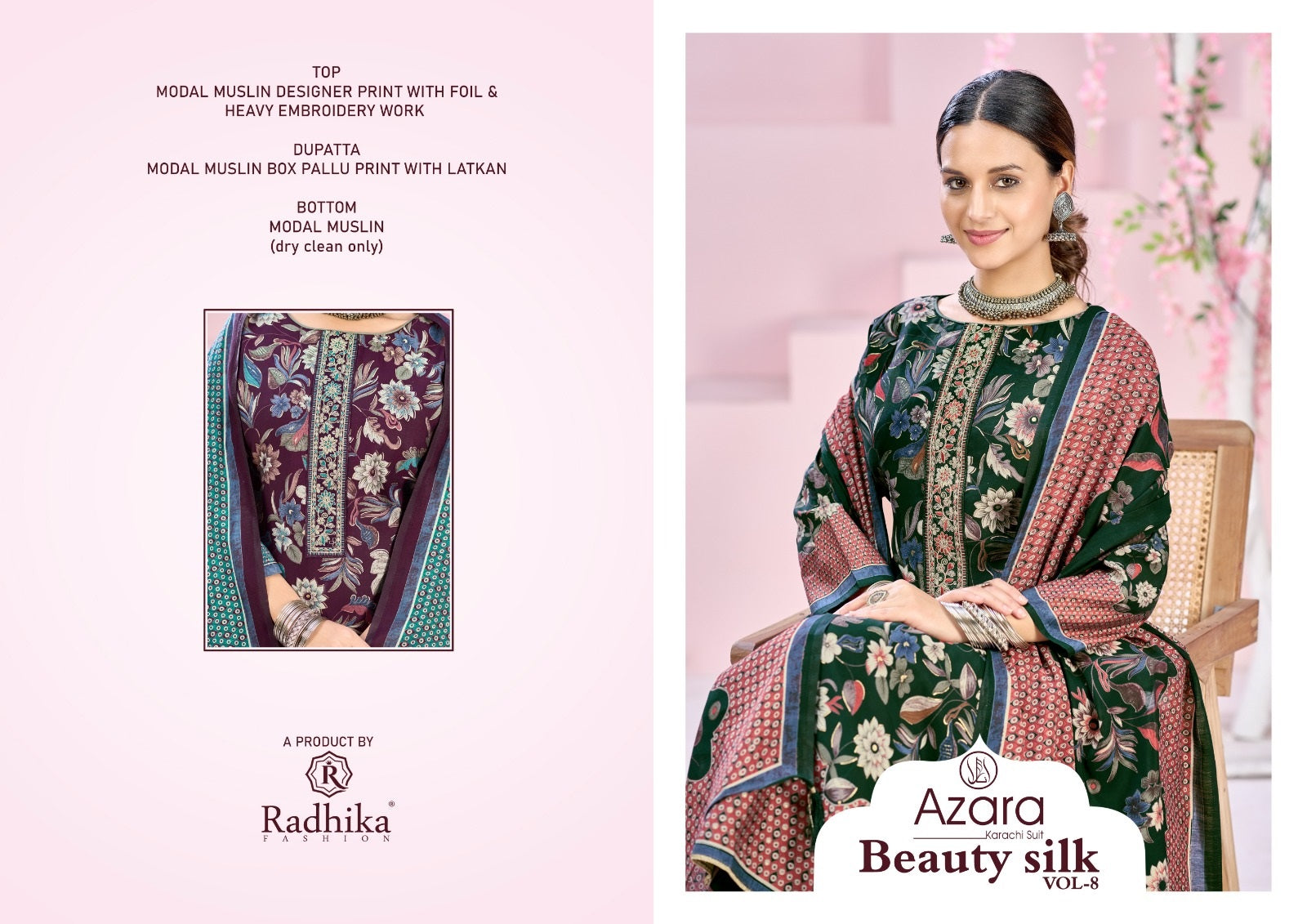 Beauty Silk Vol 8 Radhika Fashion Azara Muslin Karachi Salwar Suits Wholesale Price