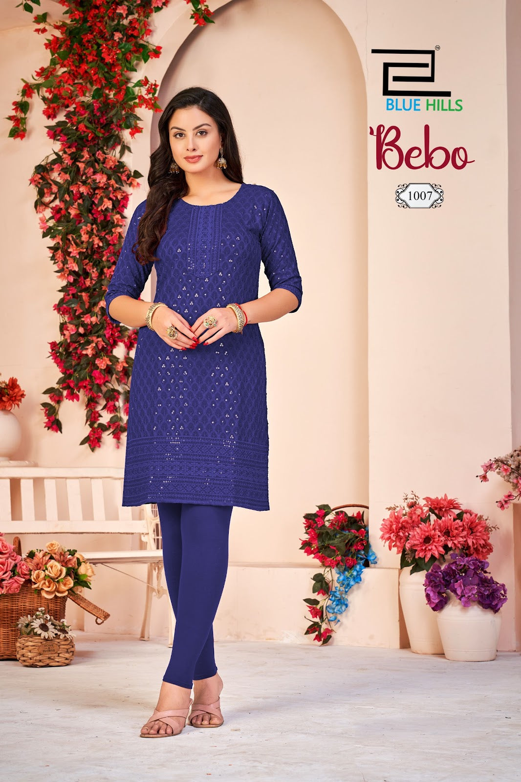 Bebo Blue Hills Rayon Knee Length Kurtis Exporter India