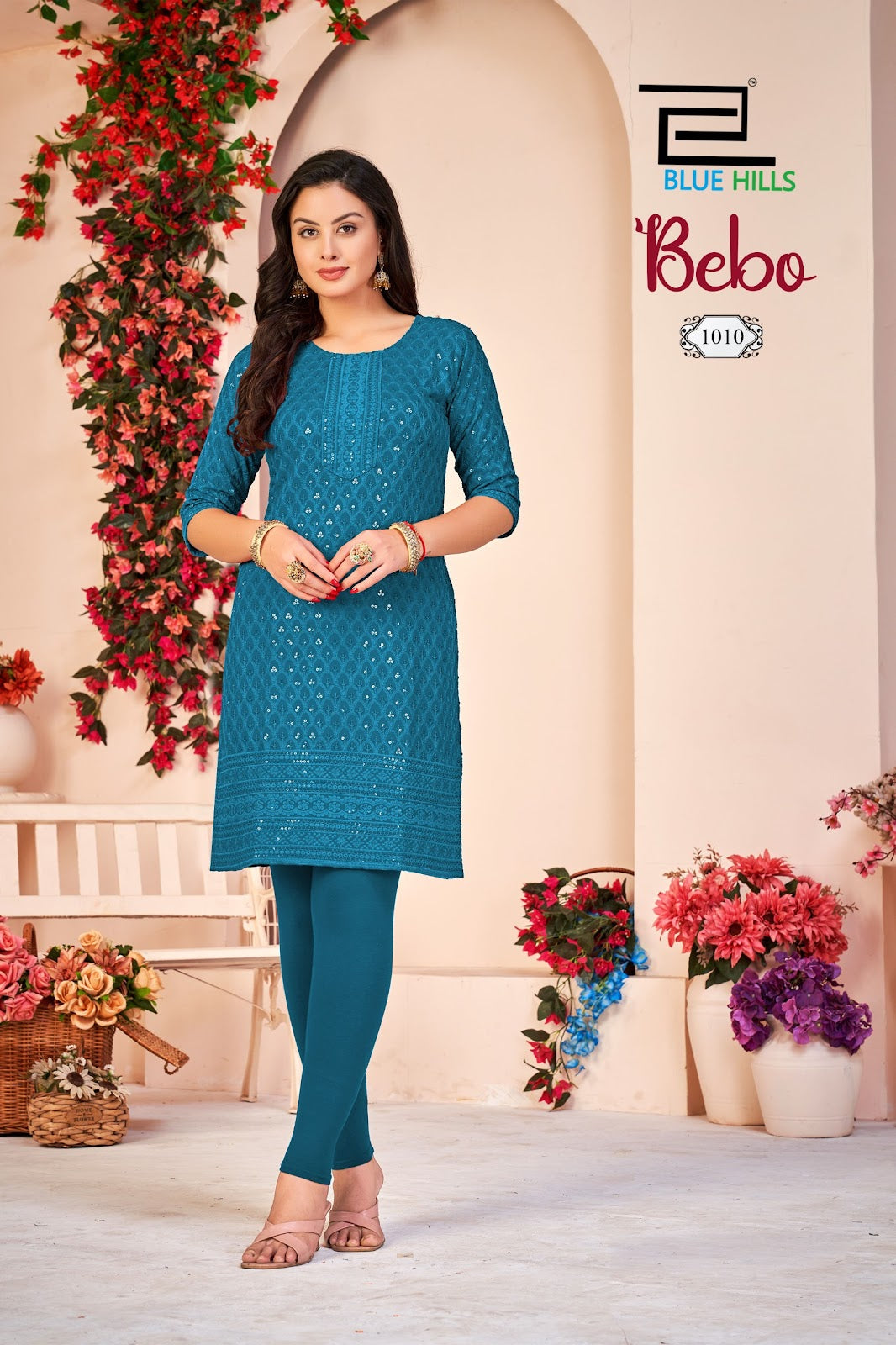 Bebo Blue Hills Rayon Knee Length Kurtis Exporter India