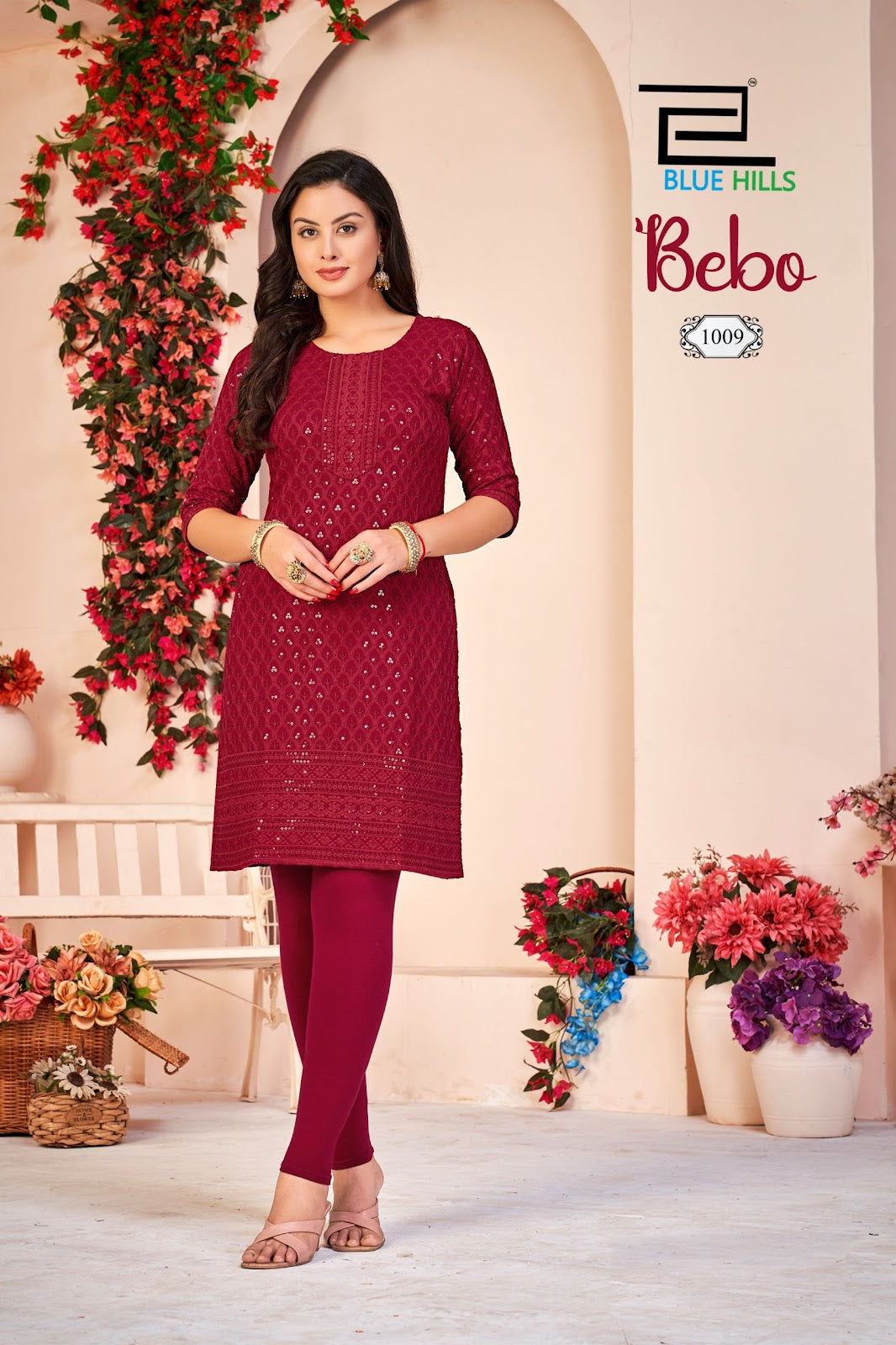 Bebo Blue Hills Rayon Knee Length Kurtis Exporter India