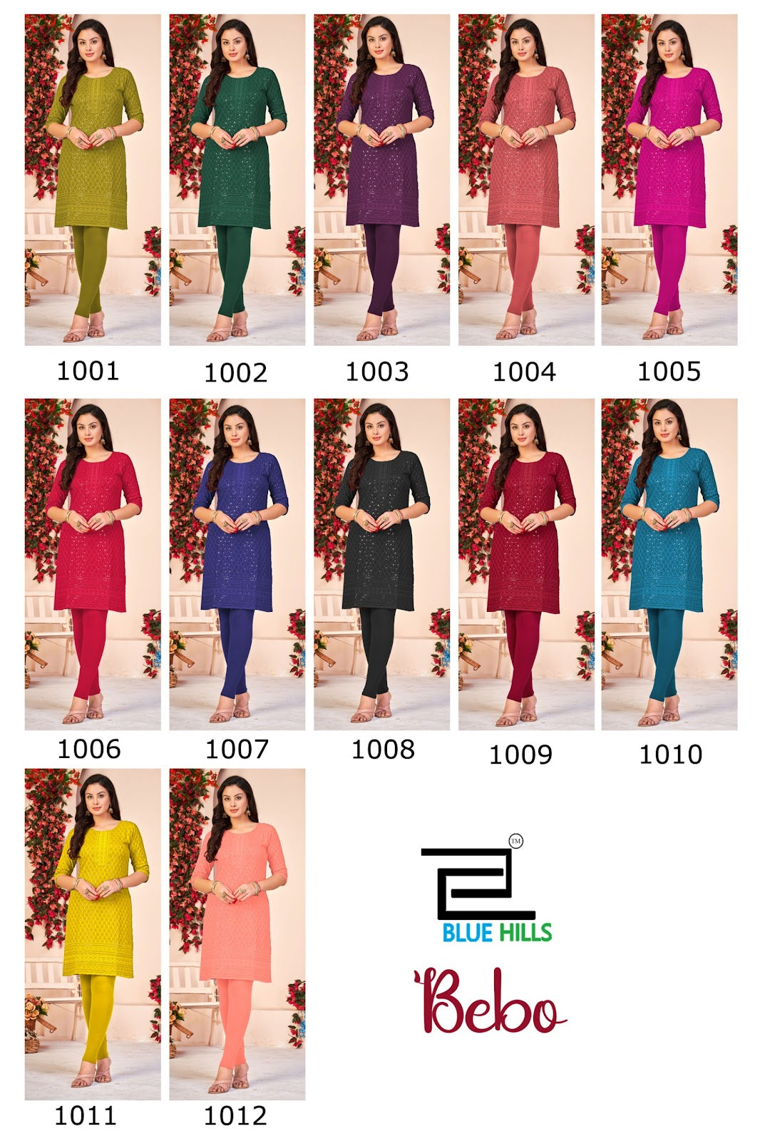 Bebo Blue Hills Rayon Knee Length Kurtis Exporter India