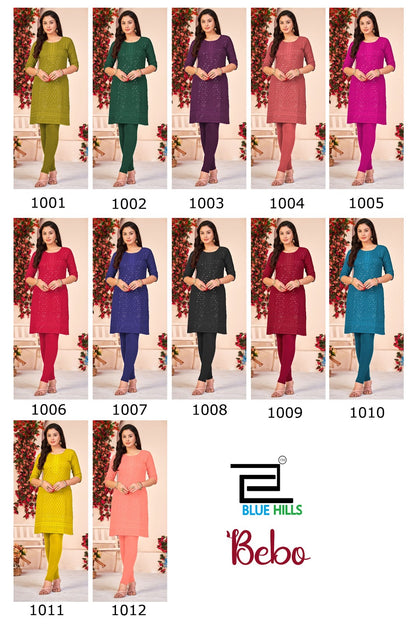 Bebo Blue Hills Rayon Knee Length Kurtis Exporter India