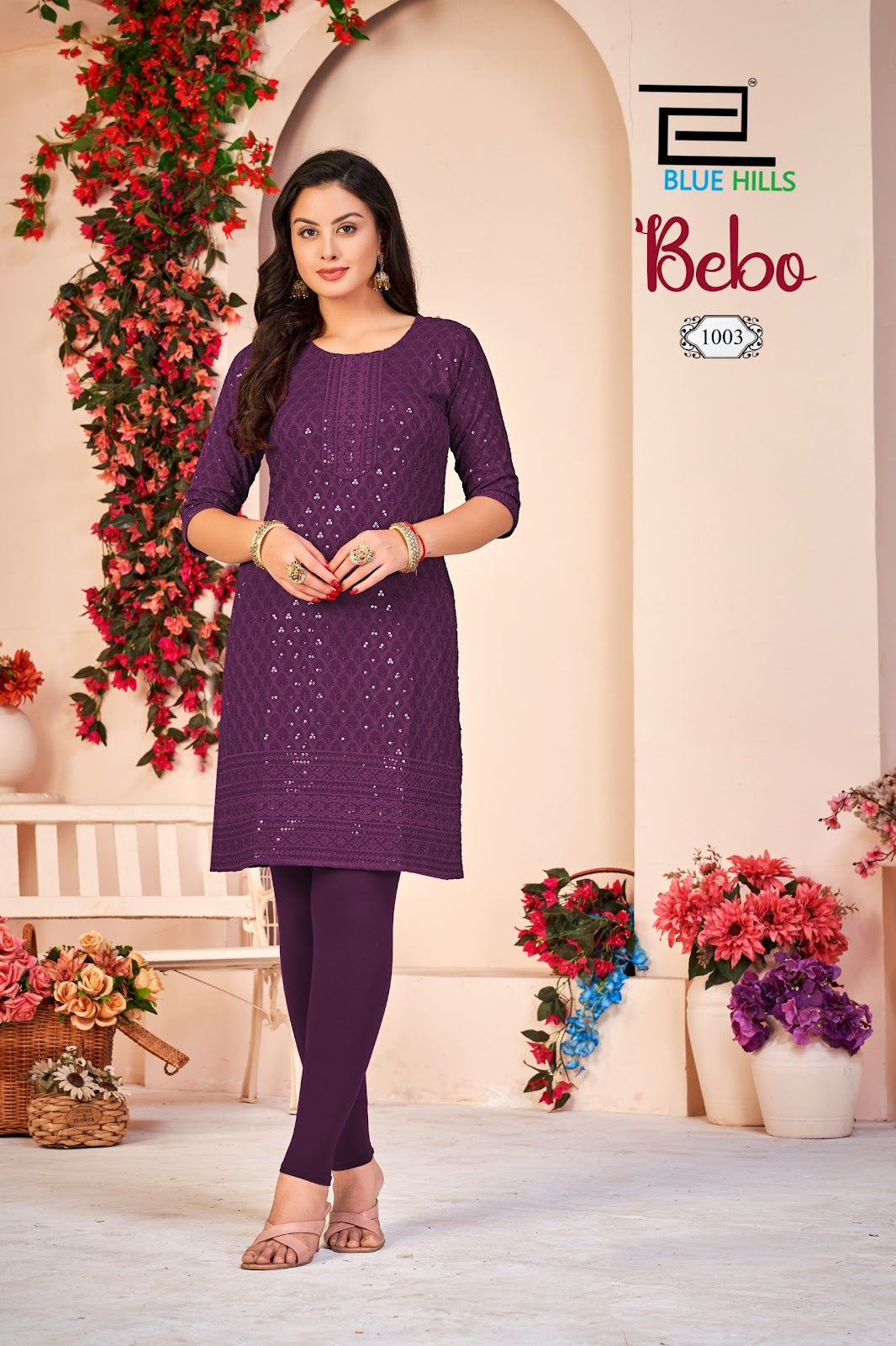 Bebo Blue Hills Rayon Knee Length Kurtis Exporter India