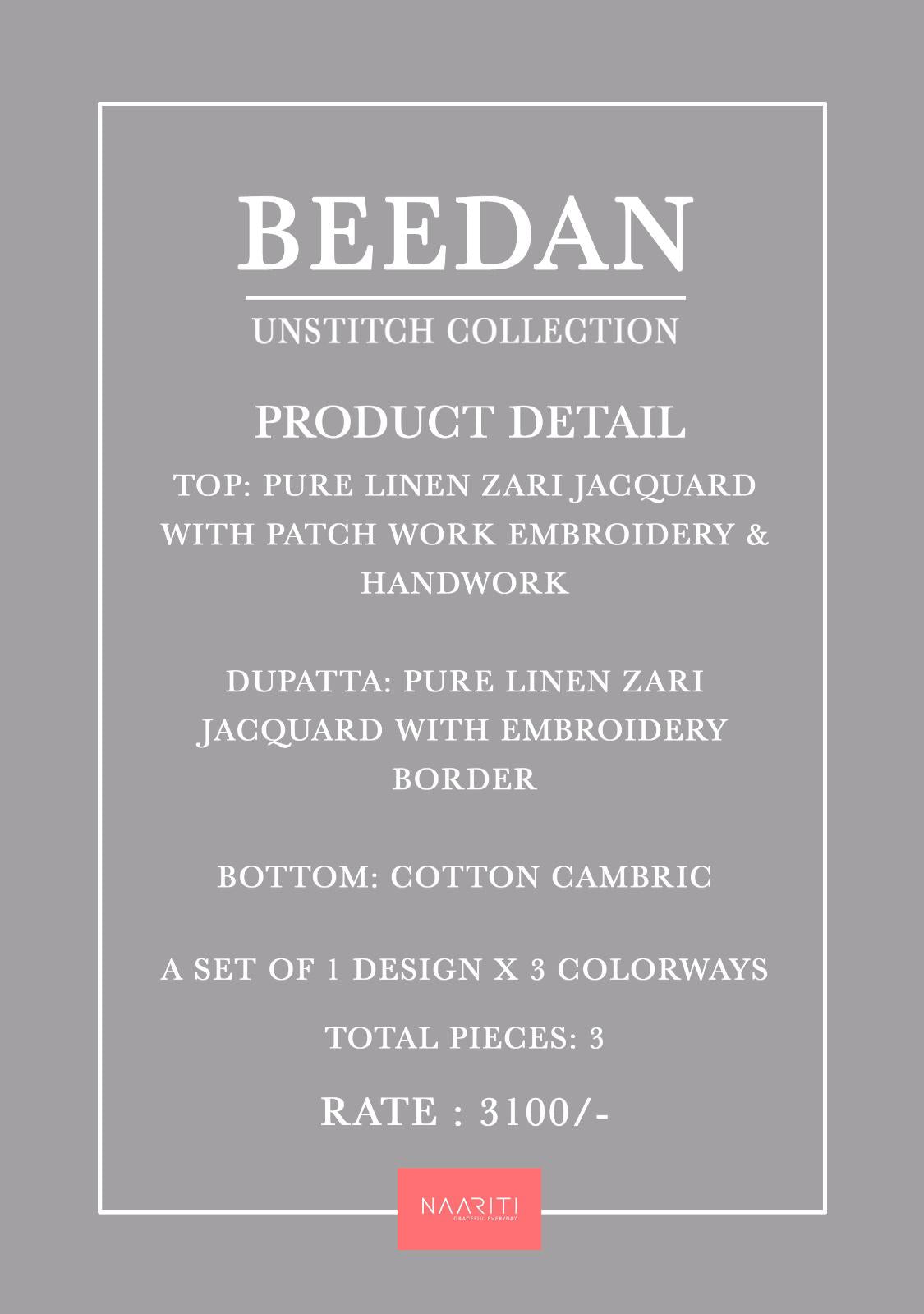 Beedan Naariti Pure Linen Pant Style Suits Manufacturer India
