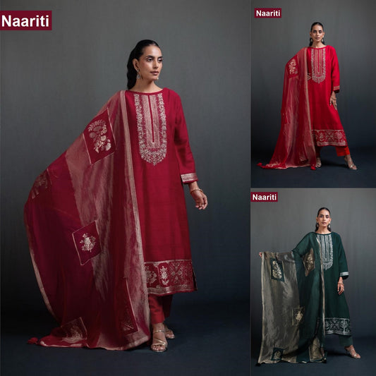 Beenal 2893 Naariti Raw Silk Pant Style Suits Exporter Gujarat