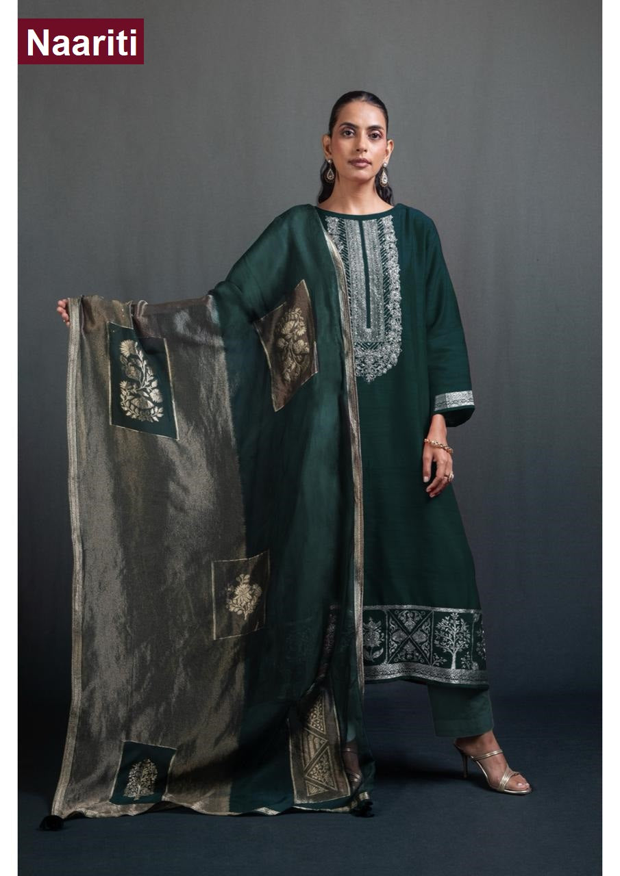 Beenal 2893 Naariti Raw Silk Pant Style Suits Exporter Gujarat