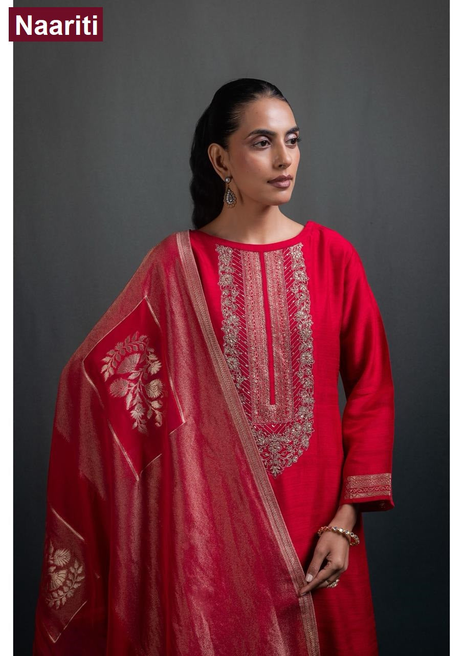 Beenal 2893 Naariti Raw Silk Pant Style Suits Exporter Gujarat
